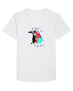 Umblu cu cioara vopsită Tricou mânecă scurtă guler larg Bărbat Skater