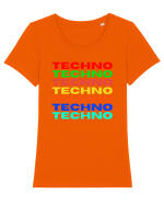 Techno Music Lover  Tricou mânecă scurtă guler larg fitted Damă Expresser