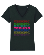 Techno Music Lover  Tricou mânecă scurtă guler V Damă Evoker