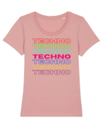 Techno Music Lover  Tricou mânecă scurtă guler larg fitted Damă Expresser