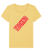 Techno Music Lover  Tricou mânecă scurtă guler larg fitted Damă Expresser