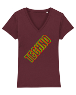 Techno Music Lover  Tricou mânecă scurtă guler V Damă Evoker