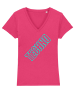 Techno Music Lover  Tricou mânecă scurtă guler V Damă Evoker