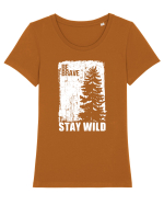 Stay Wild Tricou mânecă scurtă guler larg fitted Damă Expresser