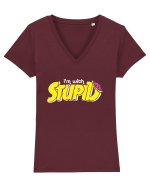 I'm with stupid Tricou mânecă scurtă guler V Damă Evoker