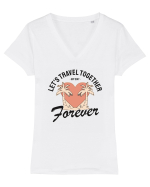 Let's travel together forever Tricou mânecă scurtă guler V Damă Evoker