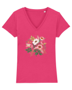 Spring Bouquet Tricou mânecă scurtă guler V Damă Evoker