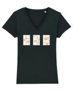 Flowerly Tricou mânecă scurtă guler V Damă Evoker