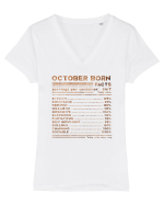 October Born Fun Facts Tricou mânecă scurtă guler V Damă Evoker