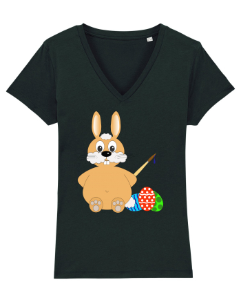 Easter bunny painting eggs Black