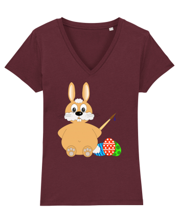 Easter bunny painting eggs Burgundy