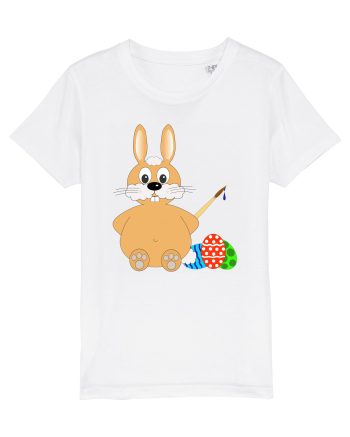 Easter bunny painting eggs White