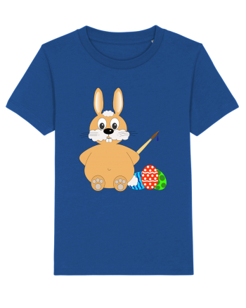 Easter bunny painting eggs Majorelle Blue