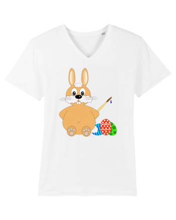Easter bunny painting eggs White