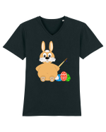 Easter bunny painting eggs Tricou mânecă scurtă guler V Bărbat Presenter