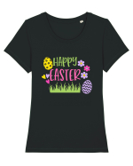 Happy Easter / Paste Fericit Tricou mânecă scurtă guler larg fitted Damă Expresser