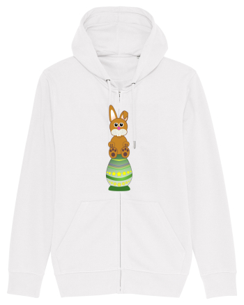 Rabbit on easter egg White