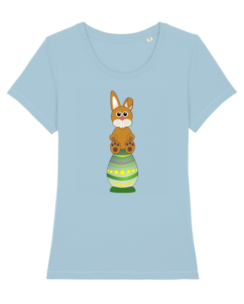 Rabbit on easter egg Sky Blue