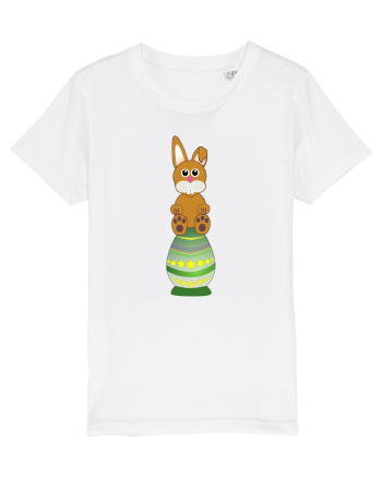 Rabbit on easter egg White