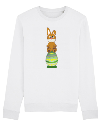 Rabbit on easter egg White
