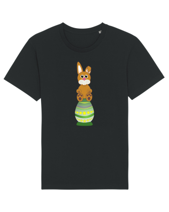 Rabbit on easter egg Black
