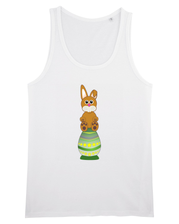 Rabbit on easter egg White