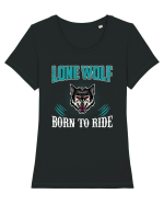 Lone Wolf Born To Ride Tricou mânecă scurtă guler larg fitted Damă Expresser