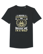Never Underestimate Me. Inside Me, I'm A Wolf Tricou mânecă scurtă guler larg Bărbat Skater