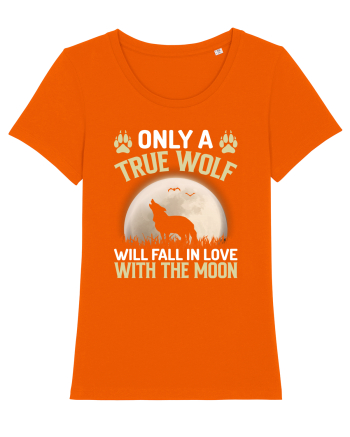 Only a true wolf will fall in love with the moon Bright Orange