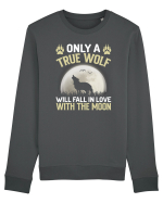 Only a true wolf will fall in love with the moon Bluză mânecă lungă Unisex Rise