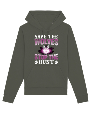 Save The Wolves Stop The Hunt Khaki