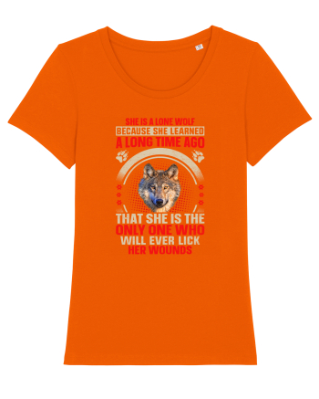 She is a lone wolf Bright Orange