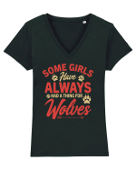 Some Girls Have Always Had A Thing For Wolves Tricou mânecă scurtă guler V Damă Evoker