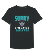 Sorry I'm Late I Saw A Wolf   Tricou mânecă scurtă guler larg Bărbat Skater