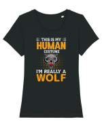 This is my human costume  Tricou mânecă scurtă guler larg fitted Damă Expresser