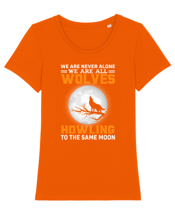 We are never alone we are all wolves howling Bright Orange