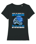 When The Snows Fall And The Wind Blows, The Lone Wolf Dies Tricou mânecă scurtă guler larg fitted Damă Expresser