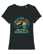 Wolves are my spirit animals Tricou mânecă scurtă guler larg fitted Damă Expresser
