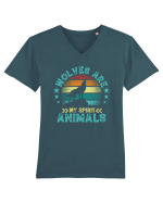 Wolves are my spirit animals Tricou mânecă scurtă guler V Bărbat Presenter
