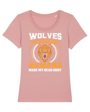 Wolves Make Me Happy Humans Make Me Head Hurt Canyon Pink