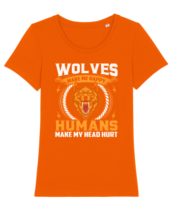 Wolves Make Me Happy Humans Make Me Head Hurt Bright Orange