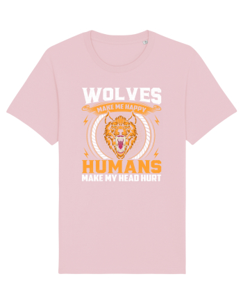 Wolves Make Me Happy Humans Make Me Head Hurt Cotton Pink