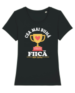 Cea mai bună fiică din lume - culori închise Tricou mânecă scurtă guler larg fitted Damă Expresser