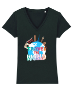 Travel the World Tricou mânecă scurtă guler V Damă Evoker