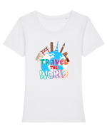 Travel the World Tricou mânecă scurtă guler larg fitted Damă Expresser