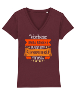 Vorbesc limba română Tricou mânecă scurtă guler V Damă Evoker