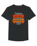 Vorbesc limba română Tricou mânecă scurtă guler larg Bărbat Skater