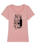 Let's Talk, But First Wine Tricou mânecă scurtă guler larg fitted Damă Expresser