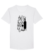 Let's Talk, But First Wine Tricou mânecă scurtă guler larg Bărbat Skater