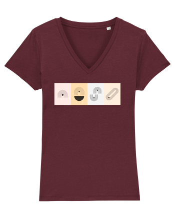 Lines And Dots Burgundy